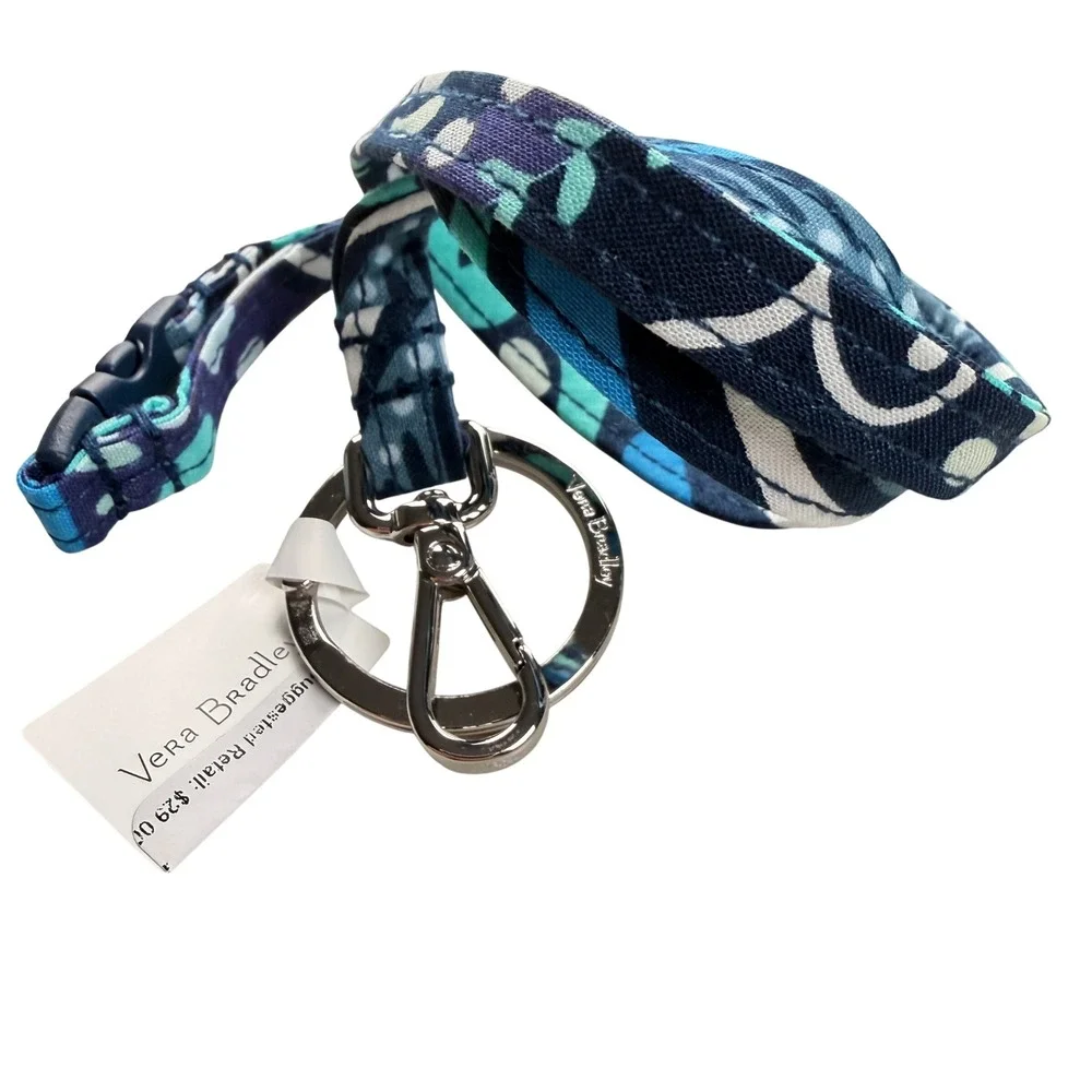 Vera Bradley Breakaway Lanyard Blue Island Medallion Floral Keychain Ocean Gift